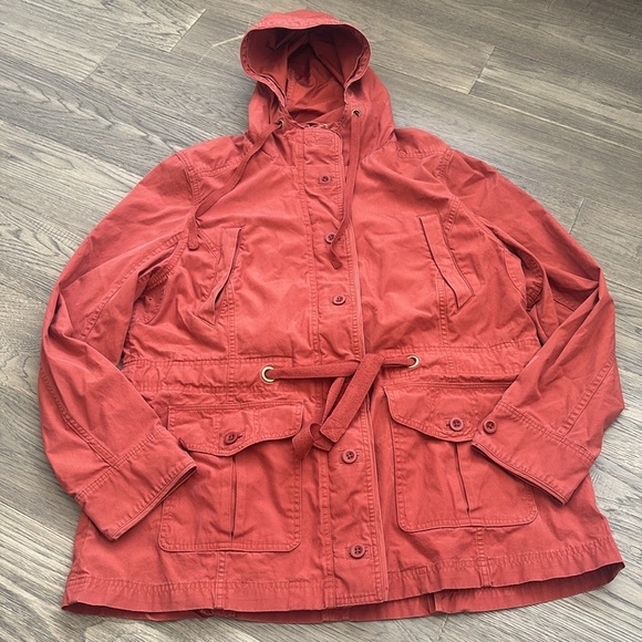L.L. Bean | Coral Orange 100% Cotton Light Weight Jacket Size Large - Picture 2 of 12